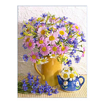 Картина алмазная " Mazari " 25*30см Полевой букет, состав набора: холст, стразы, стилус, желеобразный клей, лоток, частичная выкладка, в термоусадочной пленке