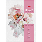 Акварельная бумага " Hatber " А4 20л Нежный пион, тиснение, плотность бумаги- 200г/м2, в папке