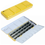 Пенал для акварели " Сонет " 21 кювета желтый металл