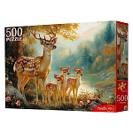 Пазлы " Рыжий кот " 500элементов Олени у озера 50*35см, картонная упаковка 32,3*23,2*4,3см