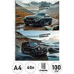 Альбом А4 40л спираль " Проф-Пресс " Авто и природа- 10, обложка- мелованный картон, блок- офсет 100г/м2, лен, 2 дизайна в спайке