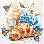 Салфетки бумажные 3-слойные " Pero " Prestige Ароматный завтрак 20шт, 100% целлюлоза, 33*33см