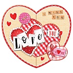 Открытка " Мир открыток " 2-55 Сердце. Love you. Пуговки, середечки, 167*86мм, блестки, текст