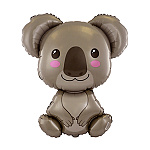 Шар фольгированный фигурный 14"/36см Коала милая, крепится с помощью розетки на палочку (в комплект не входят)