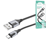 Кабель сетевой USB - Type-C " Borofone " BX101 Creator черный, серая вставка, круглый, 1м, 3,0А, силикон