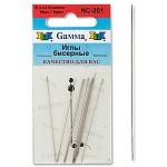 Иглы для бисероплетения " Gamma " 10шт 0,5мм длина- 55мм, используются для работы с любыми видами нитей и бисером, картонный блистер, европодвес