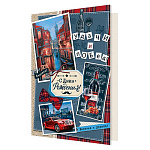 Открытка " Мир открыток " 1-46 С Днем рождения! Мужская- Удачи и побед, 379*290мм, рельеф, блестки, текст