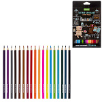 Карандаши цветные деревянные ECO Кофейные коты 18цв " Hatber " шестигранные, картонная упаковка, европодвес