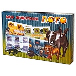 Игра настольная " Задира " Лото Мир животных, состав: пластиковые фишки, картонная упаковка 18*11*3,5см