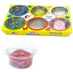 Тесто для лепки " Луч " Крышки-формочки в наборе: 6цв, 6 формочек, каждый цвет в индивидуальной баночке. Цвета: синий, желтый, красный, зеленый, белый, фиолетовый