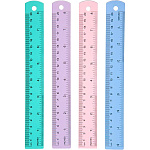 Линейка " KWELT " металлическая 20см с двойной шкалой, цветная, ассорти (без возможности выбора цвета)