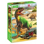 Пазлы " Hatber "  15элементов ECO Maxi Мир динозавров 22*33см, картонная упаковка