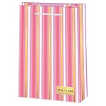 Пакет бумажный " Мир открыток " 18*22,7*10см Only for you! розовые полоски, ламинированный