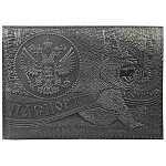 Обложка для паспорта " Имидж " Медведь, черная, натуральная кожа, блинтовое тиснение