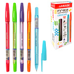 Ручка шариковая " deVente " Crocus синяя 0,5мм, толщина письма 0,25мм, ароматизированные чернила, сменный стержень, цвет корпуса ассорти, полупрозрачный флуоресцентный корпус, индивидуальная маркировка, картонная коробка