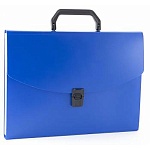 Портфель пластиковый " Бюрократ " А4 13 отделений, синий, пластик 0,7мм