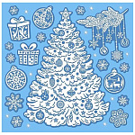 Наклейки " Мир открыток " 8-37 Новогодние- Елка, украшения, подарки, пластизоль, 330*335мм