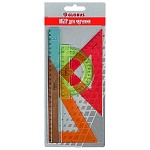 Набор линеек " Глобус " Линейка 25 см, Треугольник 30°, Треугольник 45°, Транспортир, пластиковый, гибкий