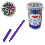 Фломастеры " Глобус " 50цв, смываемые, круглые, вентилируемый колпачок, пластиковый тубус