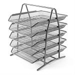 Лоток " KWELT " горизонтальный, 5 отделения, 34*27*37,5см, металлический, сетчатый, серебро