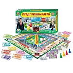 Игра экономическая " Русский стиль " Предприниматель, состав: игровое поле 45*45см, 4 фишки, карточки, 2 кубика, купюры, бланки чеков, правила игры, от 10лет, картонная упаковка 47*26*5см