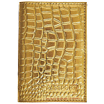 Обложка для паспорта " Имидж " Аллигатор Металлик, золотая, натуральная кожа, сплошное тиснение