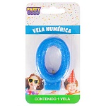 Свеча для торта цифра " Миленд " 0, синяя, 14*8*1см, картонный блистер, европодвес