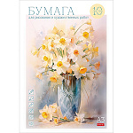 Набор бумаги для рисования и художественных работ " Hatber " БОЛЬШОЙ ФОРМАТ А3 10л Букет из нежности, тиснение, плотность бумаги- 220г/м2, в папке