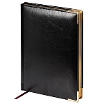 Ежедневник недатированный А5+ 145*205мм искусственная кожа " Альт " 136л Sidney Nebraska Черный, поролон, линия, белый офсет 70г/м2, печать в 2 краски, ляссе, золотой срез, скругленные углы, металлические уголки, подходит под горячее тиснение, фольгу