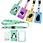 Бейдж " Mazari " 70*110мм, Коты, металлическое кольцо, карабин, вертикальный, цветной, 4 дизайна (без возможности выбора дизайна), на цветном шнурке, пластик