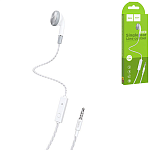 Моно наушник " Hoco " M61 Nice tone белый внутриканальный, проводной, кнопка ответа, регулировка громкости, Jack 3,5мм, длина - 1,2м