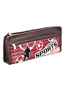 Пенал " KWELT " 1 отделение 195*90*40мм, Sports, внешний карман на молнии, цвет - коричневый, текстиль, пакет, европодвес