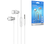 Наушники " Borofone " BM73 Platinum, серебряные, внутриканальные, проводные, микрофон, кнопка ответа, jack 3,5мм, длина - 1,2м