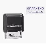 Штамп стандартный " Colop " Оплачено с датой, цвет корпуса черный, Printer C20