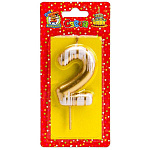 Свеча для торта цифра " Миленд " Шебби шик 2, золотая, 17,5*7,1*0,9см, картонный блистер, европодвес