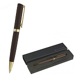 Ручка подарочная шариковая автоматическая " Bruno Visconti " Milano синяя 1,0мм, толщина письма 0,7мм, поворотный механизм, корпус- нержавеющая сталь, покрытие soft touch, цвет корпуса коричневый, металлический наконечник, металлический клип, черный карто