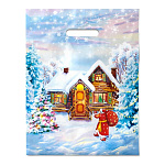 Пакет Новогодний ПЭ " Интерпак " с вырубной ручкой ПВД, 31*40см 60мкм Зимняя сказка