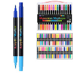 Набор маркеров акриловых " Basir " 48шт 96цв двусторонние, 1,0-5,0мм, кисть, круглый корпус, пластиковая упаковка