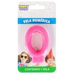 Свеча для торта цифра " Миленд " 0, ярко-розовая, 14*8*1см, картонный блистер, европодвес