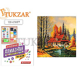 Картина алмазная " Tukzar " 40*50см Домик, состав набора: холст на подрамнике, стразы, стилус, емкость для страз, клей, крепеж, полное заполнение, картонная упаковка