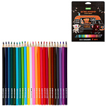 Карандаши цветные деревянные ECO Кофейные коты 24цв " Hatber " шестигранные, картонная упаковка, европодвес