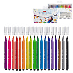 Фломастеры " Hatber " M-Brush Bubble-Tea 18цв кистевидные, трехгранные, невентилируемый колпачок, ПВХ чехол, европодвес