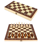 Игра настольная " Миленд " Умный ход, 3 в 1 Шахматы, Шашки, Нарды, состав: складное деревянное поле 24*24см, деревянные фигуры - 62шт, кубики-2шт, картонная упаковка 12*24*3см