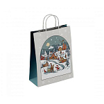 Пакет Новогодний бумажный " ПЗБМ " 25*22*12см Зимняя сказка, крученые ручки