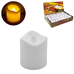 Свеча светодиодная " KWELT " 3,5*3,5*4см Белая, батарейки в комплекте, картонная упаковка 24*15,5*5см