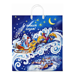 Пакет Новогодний ПЭ " Интерпак " с пластиковой ручкой ПВД, 40*44см 100мкм Ночка