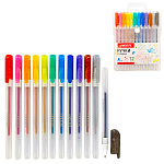 Набор гелевых ручек " deVente " Hit Glitter 12цв, 0,1мм, с блестками, матовый прозрачный корпус, сменный стержень, ПВХ, европодвес