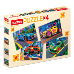 Пазлы " Hatber "  4в1 8-12-15-20 элементов Неоновый драйв 20*14см, картонная упаковка