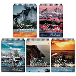 Блокнот МАЛЫЙ ФОРМАТ А6 спираль сверху 40л " Альт " Природа (ассорти), клетка, обложка - ламинированный картон, 5 дизайнов