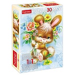 Пазлы " Hatber "  30элементов Maxi Зайка с цветами 21*29см, картонная упаковка